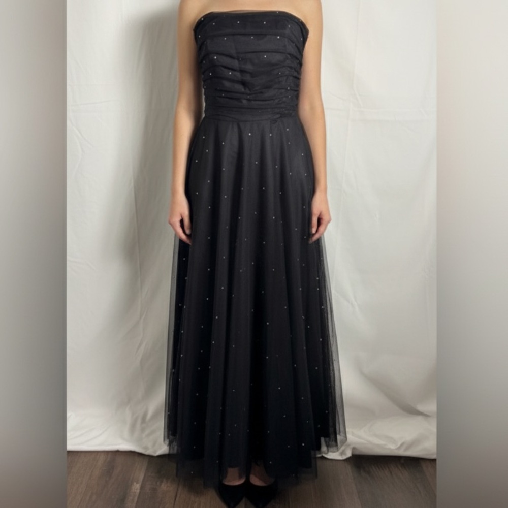 Scott McClintock 8 Black Vintage Rhinetone Tulle Dress